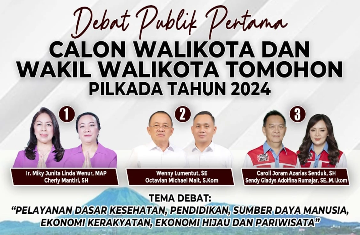 debat publik pertama calon wali kota dan wakil wali kota tomohon, pilkada 2024