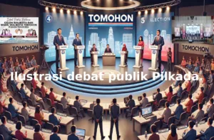 gambar ilustrasi debat publik calon wali kota dan wakil wali kota tomohon, pilkada 2024