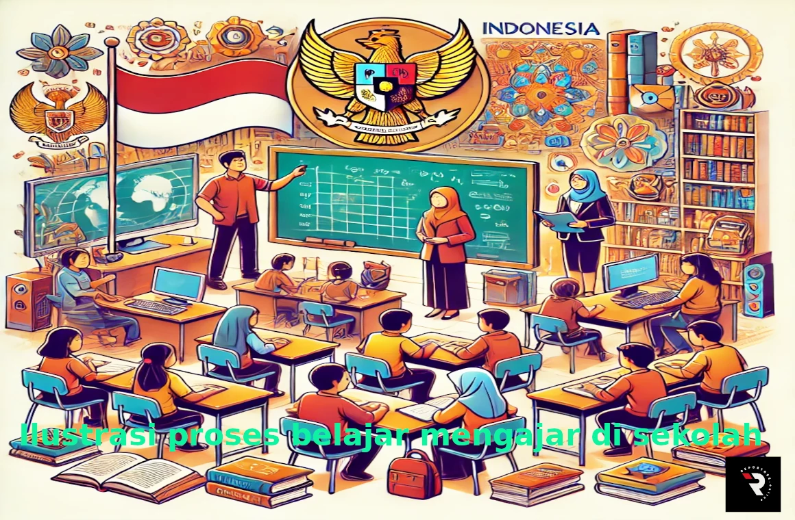 Ilustrasi proses belajar mengajar di sekolah.