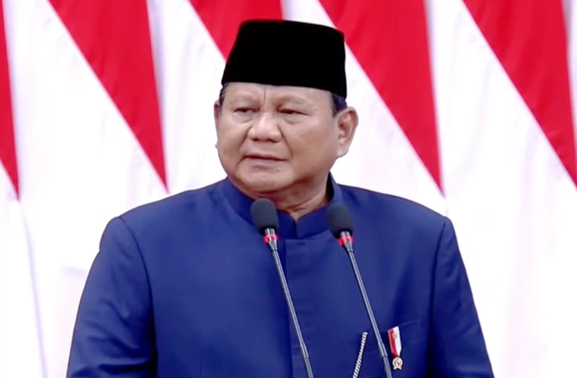 Presiden RI Masa Bakti 2024-2029, Prabowo Subianto, saat berpidato di depan Sidang Paripurna MPR RI, Minggu, 20 Oktober 2024.