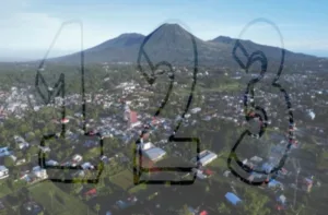 gambar ilustrasi pemandangan kota tomohon dengan angka paslon wali kota dan wakil wali kota tomohon pilkada 2024