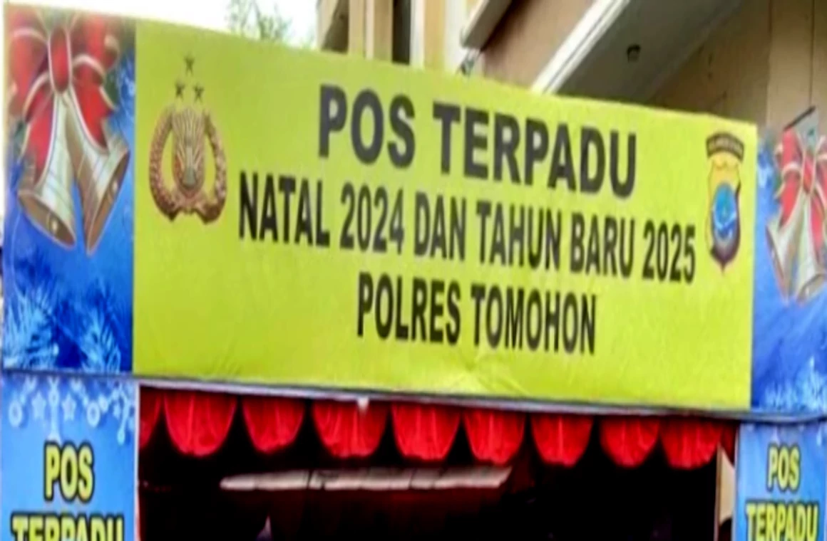 Pos Terpadu Natal 2024 dan Tahun Baru 2025 di pusat Kota Tomohon, kompleks Menara Alfa Omega.