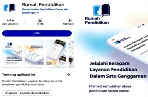 Aplikasi Rumah Pendidikan di Google Play Store. Portal Rumah Pendidikan masih dalam versi beta.