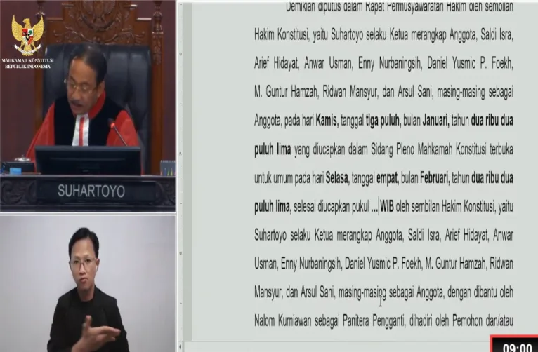 Amar Putusan Mahkamah Konstitusi terkait perkara Nomor 23/PHPU.WAKO-XXIII/2025, tentang PHPU Wali Kota Tomohon, yang dibacakan Hakim Konstitusi Suhartoyo.