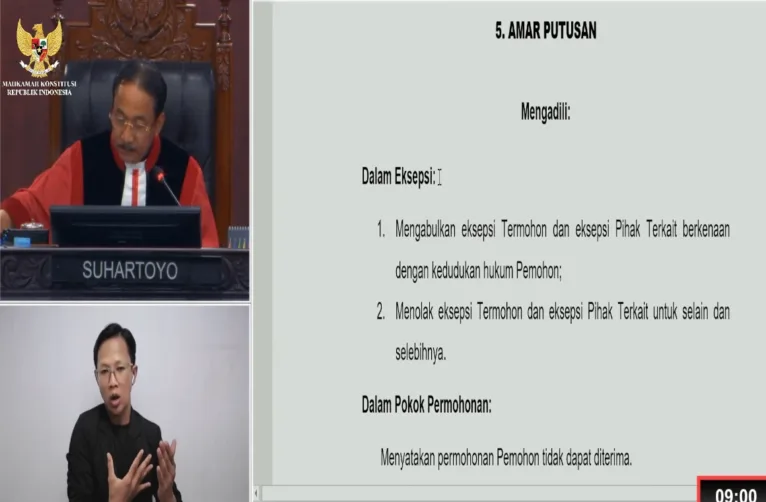 Amar Putusan Mahkamah Konstitusi terkait perkara Nomor 23/PHPU.WAKO-XXIII/2025, tentang PHPU Wali Kota Tomohon, yang dibacakan Hakim Konstitusi, Suhartoyo.